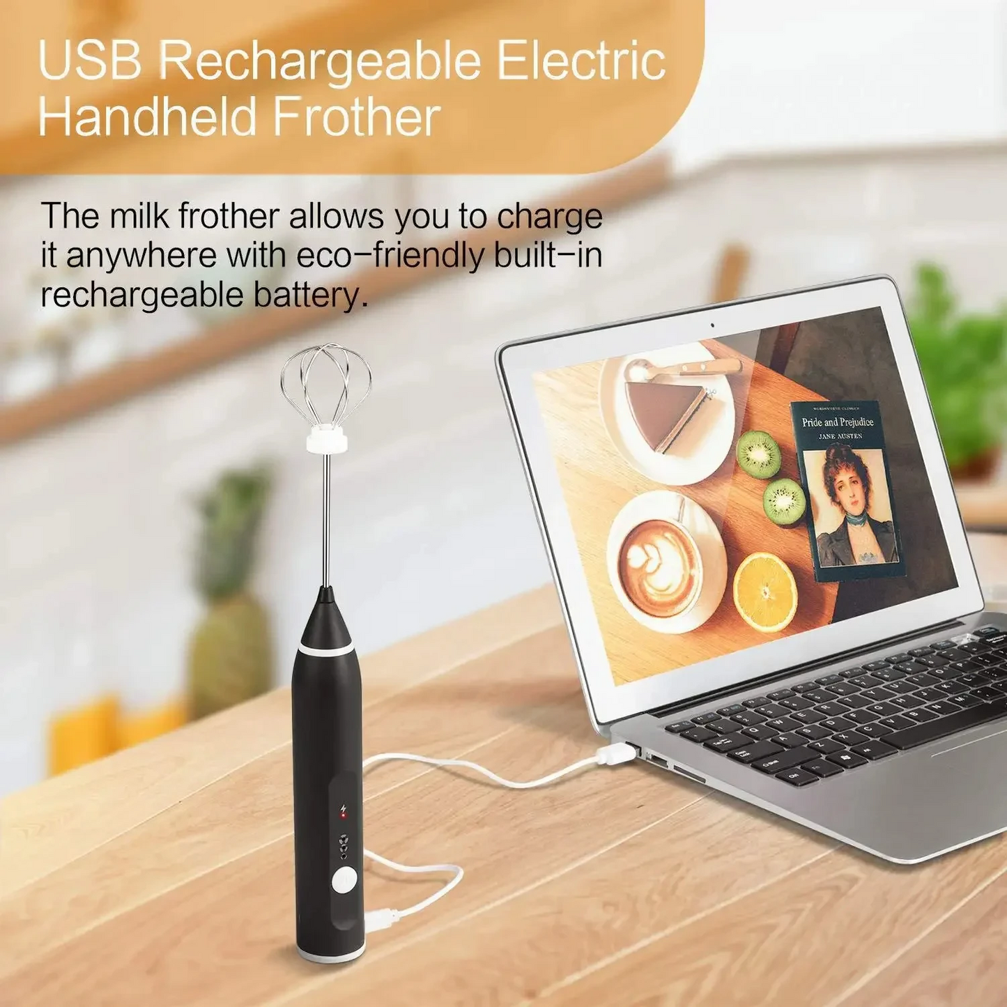 2-in-1 Rechargeable Coffee Beater & Milk Frother